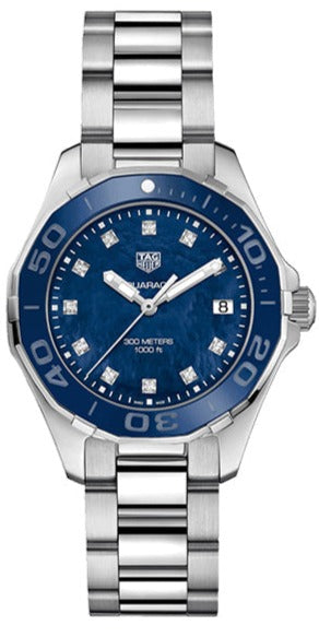 Tag Heuer Aquaracer Diamonds Blue Dial Silver Steel Strap Watch for Women - WAY131L.BA0748 Buy Now By Tag Heuer