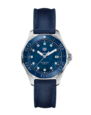Tag Heuer Aquaracer Quartz Mother of Pearl Blue Dial Blue NATO Strap Watch for Women - WAY131L.FT6091 Buy Now By Tag Heuer