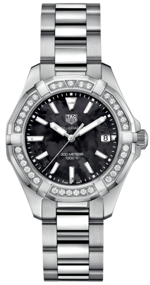 Tag Heuer Aquaracer Quartz Diamonds Black Dial Silver Steel Strap Watch for Women - WAY131P.BA0748 Buy Now By Tag Heuer