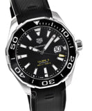 Tag Heuer Aquaracer Calibre 5 Automatic Black Dial Black Rubber Strap Watch for Men - WAY201A.FT6142 Buy Now By Tag Heuer