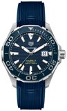 Tag Heuer Aquaracer Calibre 5 Automatic Blue Dial Blue Rubber Strap Watch for Men - WAY201B.FT6150 Buy Now By Tag Heuer