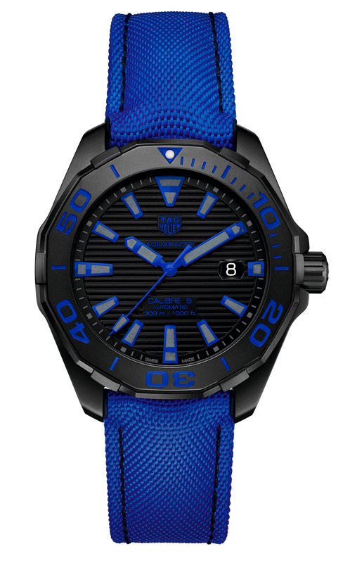 Tag Heuer Aquaracer Calibre 5 Automatic Titanium Blue Dial Blue Nylon Strap Watch for Gents - WAY208B.FC6382 Buy Now By Tag Heuer