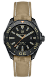 Tag Heuer Aquaracer 300 Calibre 5 Automatic Black Dial Brown Nylon Strap Watch for Men - WAY208C.FC6383 Buy Now By Tag Heuer