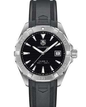 Tag Heuer Aquaracer Automatic Caliber 5 Black Dial Black Rubber Strap Watch for Men - WAY2110.FT8021 Buy Now By Tag Heuer