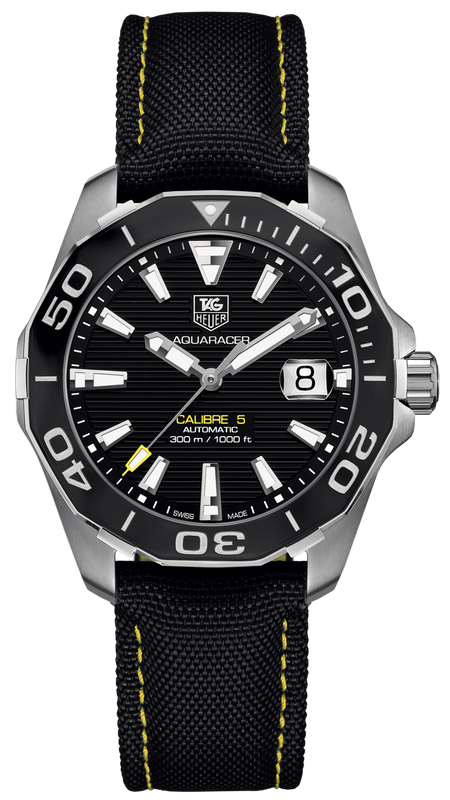 Tag Heuer Aquaracer Calibre 5 Automatic Black Dial Black Nylon Strap Watch for Men - WAY211A.FC6362 Buy Now By Tag Heuer