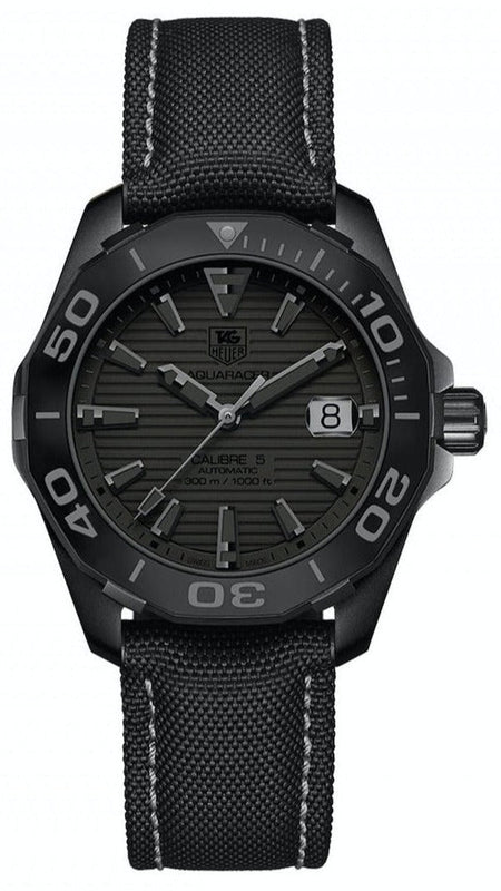 Tag Heuer Aquaracer 300 Swiss Limited Edition Black Dial Black Nylon Strap Watch for Men - WAY218B.FC6364 Buy Now By Tag Heuer