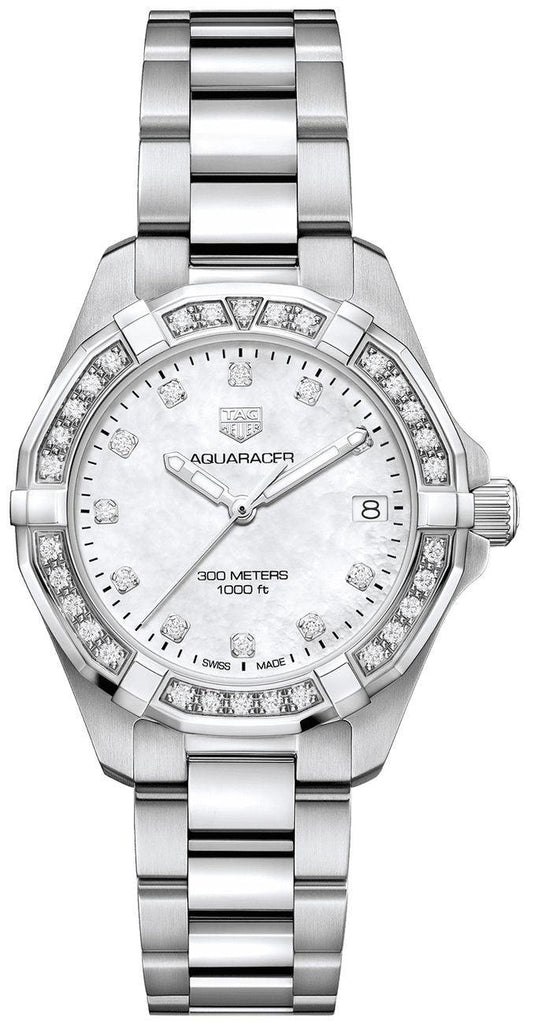 Tag Heuer Aquaracer Diamonds White Mother of Pearl Dial Silver Steel Strap Watch for Women - WBD1315.BA0740 Buy Now By Tag Heuer