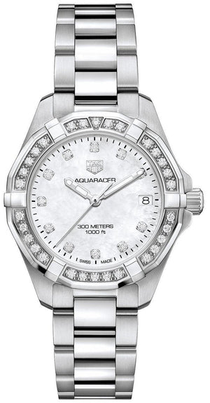 Tag Heuer Aquaracer Diamonds White Mother of Pearl Dial Silver Steel Strap Watch for Women - WBD1315.BA0740 Buy Now By Tag Heuer