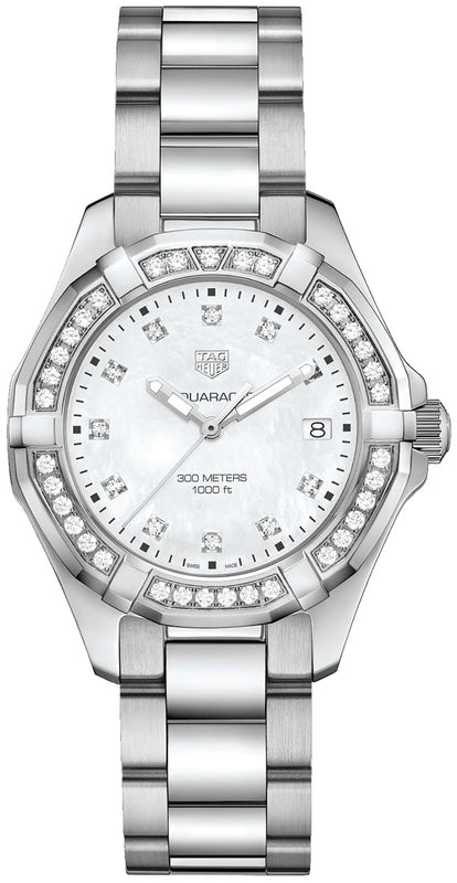 Tag Heuer Aquaracer Diamonds Mother of Pearl White Dial Silver Steel Strap Watch for Women - WBD131C.BA0748 Buy Now By Tag Heuer