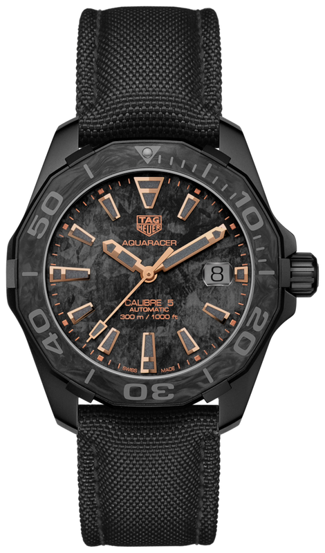 Tag Heuer Aquaracer Calibre 5 Black NATO Strap Carbon Dial Watch for Men - WBD218A.FC6445 Buy Now By Tag Heuer