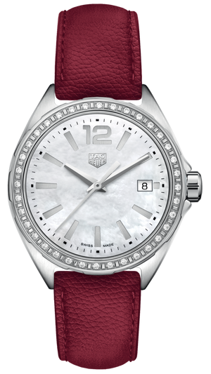 Tag Heuer Formula 1 Quartz Mother of Pearl Dial Red Leather Strap Watch for Women - WBJ131A.FC8253 Buy Now By Tag Heuer
