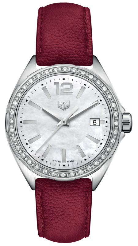 Tag Heuer Formula 1 Quartz Mother of Pearl Dial Red Leather Strap Watch for Women - WBJ131A.FC8253 Buy Now By Tag Heuer