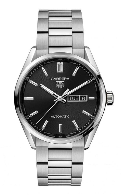 Tag Heuer Carrera Day Date Automatic Black Dial Silver Steel Strap Watch for Men - WBN2010.BA0640 Buy Now By Tag Heuer