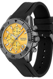 Hugo Boss Admiral Yellow Dial Black Rubber Silicone Strap Watch for Men - 1513968 Buy Now By Hugo Boss