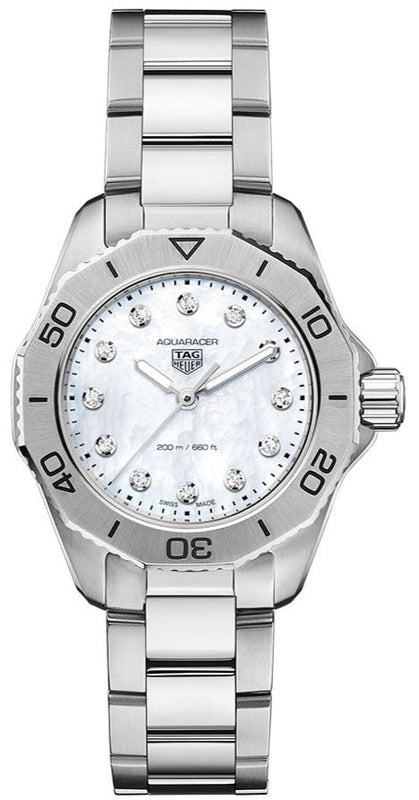 Tag Heuer Aquaracer Professional 200 Quartz Diamond Mother of Pearl Dial Silver Steel Strap Watch for Women - WBP1416.BA0622 Buy Now By Tag Heuer