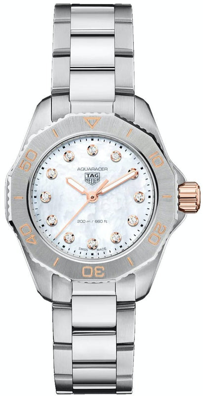 Tag Heuer Aquaracer Professional 200 Quartz Diamonds White Dial Silver Steel Strap Watch for Women - WBP1450.BA0622 Buy Now By Tag Heuer