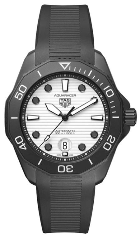 Tag Heuer Aquaracer Professional 300 Automatic White Dial Black Rubber Strap Watch for Men - WBP201D.FT6197 Buy Now By Tag Heuer