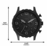 Fossil Nate Chronograph Black Dial Black Leather Strap Watch for Men - JR1354 Buy Now By Fossil