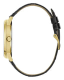 Guess Gadget Gold Dial Black Leather Strap Watch for Men - GW0570G1 Buy Now By Guess