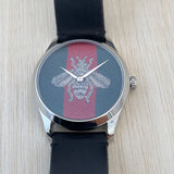 Gucci G Timeless Quartz Green & Red Dial Black Leather Strap Watch For Men - YA1264149 Buy Now By Gucci