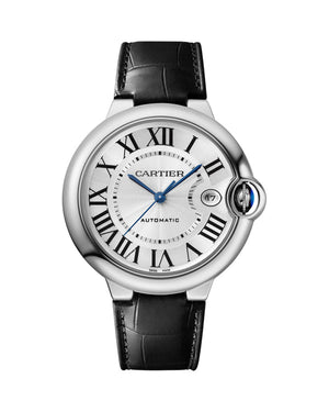 Cartier Ballon Bleu de Cartier Silver Dial Black Leather Strap Watch for Men - WSBB0026 Buy Now By Cartier