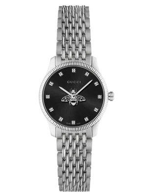 Gucci G Timeless Quartz Black Dial Silver Steel Strap Watch For Women - YA1265020 Buy Now By Gucci