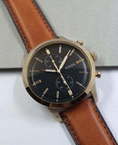 Fossil Townsman Chronograph Black Dial Brown Leather Strap Watch for Men - FS5338 Buy Now By Fossil