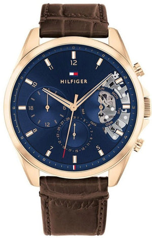 Tommy Hilfiger Baker Chronograph Blue Dial Brown Leather Strap Watch For Men - 1710453 Buy Now By Tommy Hilfiger