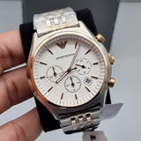 Emporio Armani Zeta Chronograph Quartz White Dial Two Tone Steel Strap Watch For Men - AR1998 Buy Now By Emporio Armani