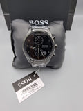 Hugo Boss Skymaster Chronograph Black Dial Black Steel Strap Watch for Men - 1513785 Buy Now By Hugo Boss
