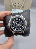 Fossil Garrett Chronograph Black Dial Black Rubber Strap Watch for Men - FS5624 Buy Now By Fossil