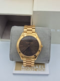 Michael Kors Slim Runway Brown Dial Rose Gold Stainless Steel Strap Watch for Women - MK3181 Buy Now By Michael Kors