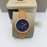 Fossil Tailor Date-Day Quartz Blue Dial Brown Leather Strap Watch for Women - ES4257 Buy Now By Fossil