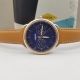 Fossil Tailor Date-Day Quartz Blue Dial Brown Leather Strap Watch for Women - ES4257 Buy Now By Fossil