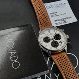 Movado Heritage Calendoplan Chronograph White Dial Brown Leather Strap Watch for Men - 3650008 Buy Now By Movado