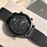 Emporio Armani Sport Chronograph Black Dial Black Mesh Bracelet Watch For Men - AR1968 Buy Now By Emporio Armani
