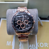 Michael Kors Layton Chronograph Black Dial Rose Gold Steel Strap Watch For Men - MK8824 Buy Now By Michael Kors