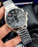 Tommy Hilfiger Asher Chronograph Black Dial Silver Steel Strap Watch For Men - 1791852 Buy Now By Tommy Hilfiger