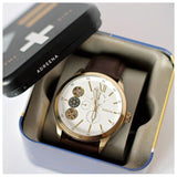 Fossil Flynn Twist Mechanical White Dial Brown Leather Strap Watch for Men - BQ2218 Buy Now By Fossil