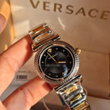 Versace V-Motif Black Dial Two Tone Steel Strap Watch for Women - VERE00518 Buy Now By Versace