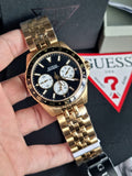 Guess Odyssey Multifunction Black Dial Gold Steel Strap Watch For Men - W1107G4 Buy Now By Guess