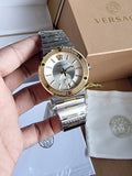 Versace Greca Silver Dial Two Tone Steel Strap Watch for Men - VEVI00320 Buy Now By Versace