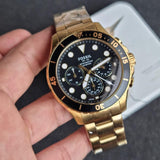 Fossil FB-03 Chronograph Black Dial Gold Steel Strap Watch for Men - FS5727 Buy Now By Fossil