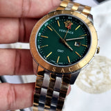Versace Univers Quartz Green Dial Two Tone Steel Strap Watch for Men - VEBK00718 Buy Now By Versace