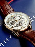 Tommy Hilfiger Keagan Quartz Silver Dial Brown Leather Strap Watch for Men - 1791291 Buy Now By Tommy Hilfiger