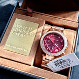 Michael Kors Parker Chronograph Red Dial Rose Gold Steel Strap Watch For Women - MK6106 Buy Now By Michael Kors