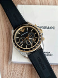Emporio Armani Sigma Chronograph lack Dial Black Rubber Strap Watch For Men - AR80003 Buy Now By Emporio Armani