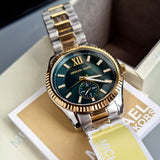 Michael Kors Lexington Quartz Green Dial Two Tone Steel Strap Watch For Men - MK9063 Buy Now By Michael Kors