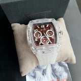 Guess Phoenix Quartz Burgundy Dial Transparent Silicone Strap Watch For Men - GW0499G9 Buy Now By Guess