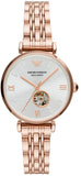 Emporio Armani Gianni T-Bar Silver Dial Rose Gold Steel Strap Watch For Women - AR60023 Buy Now By Emporio Armani
